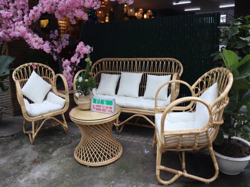 Bàn Ghế Song Mây - BGSM007